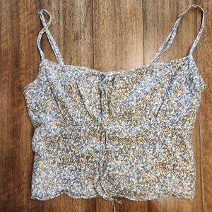 Abercrombie‎ Fitch Floral Smocked Cropped Cami Top XS stretchy